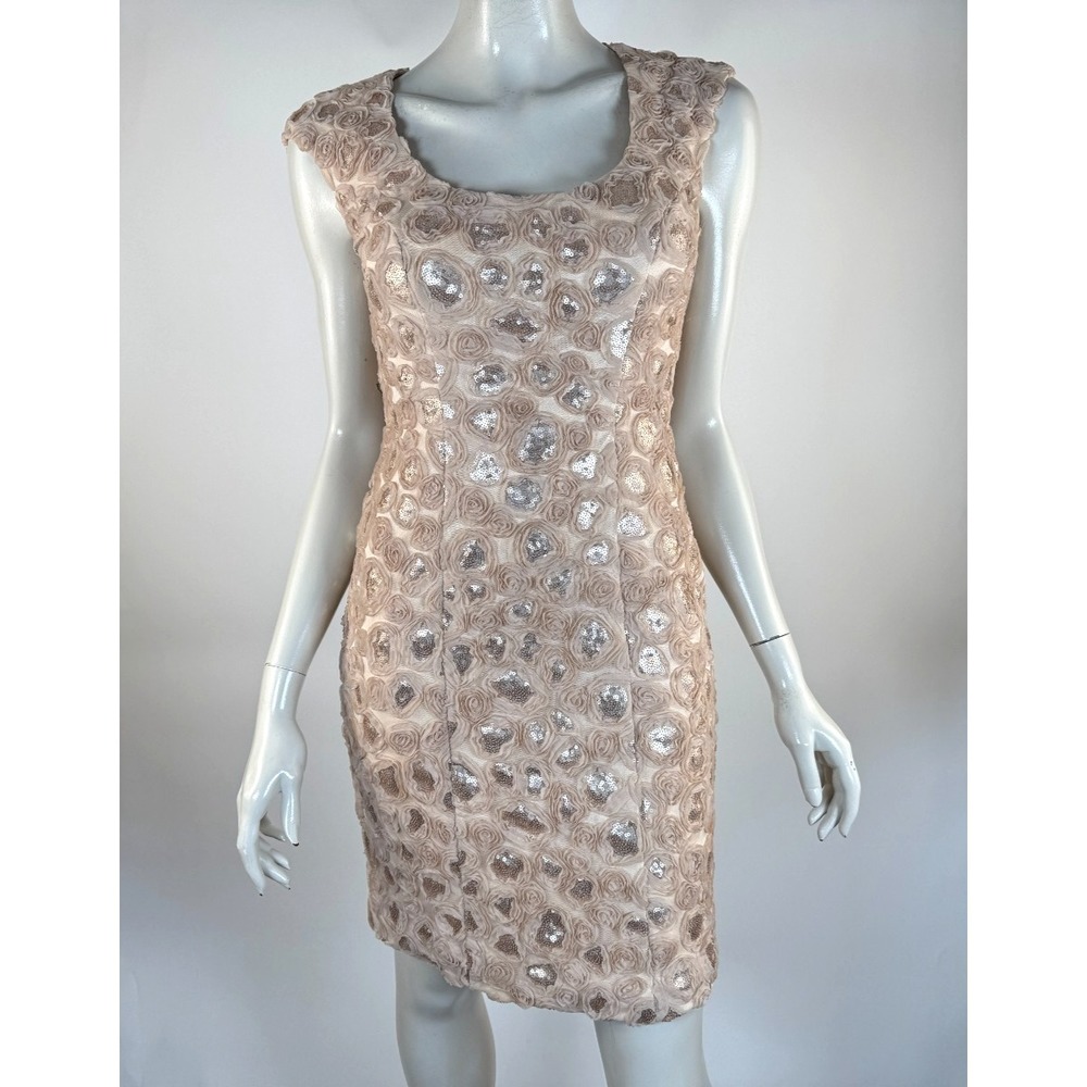 SUE WONG Allover Sequin Cocktail‎ Dress Women 2 EUC $426 Nylon Lined Stretch